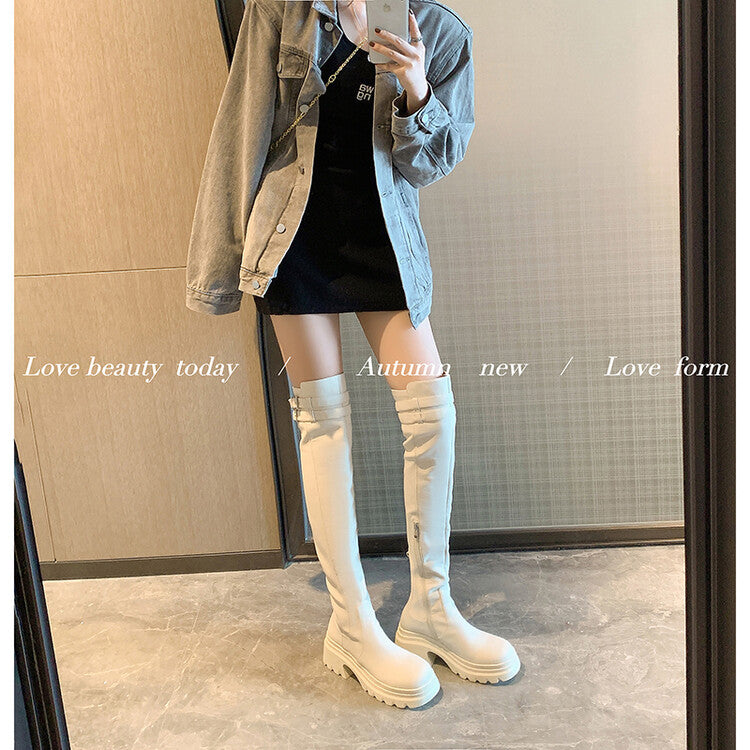 Karin Luna In Stock is the Way to Go！ Basic Thick-Soled Over-the-Knee Boots Super Soft Sheepskin Classic