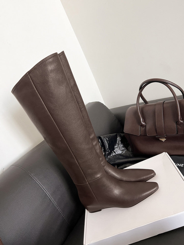 Karin Luna Elegant Style Slanted Inner Height-Increasing Long Boots