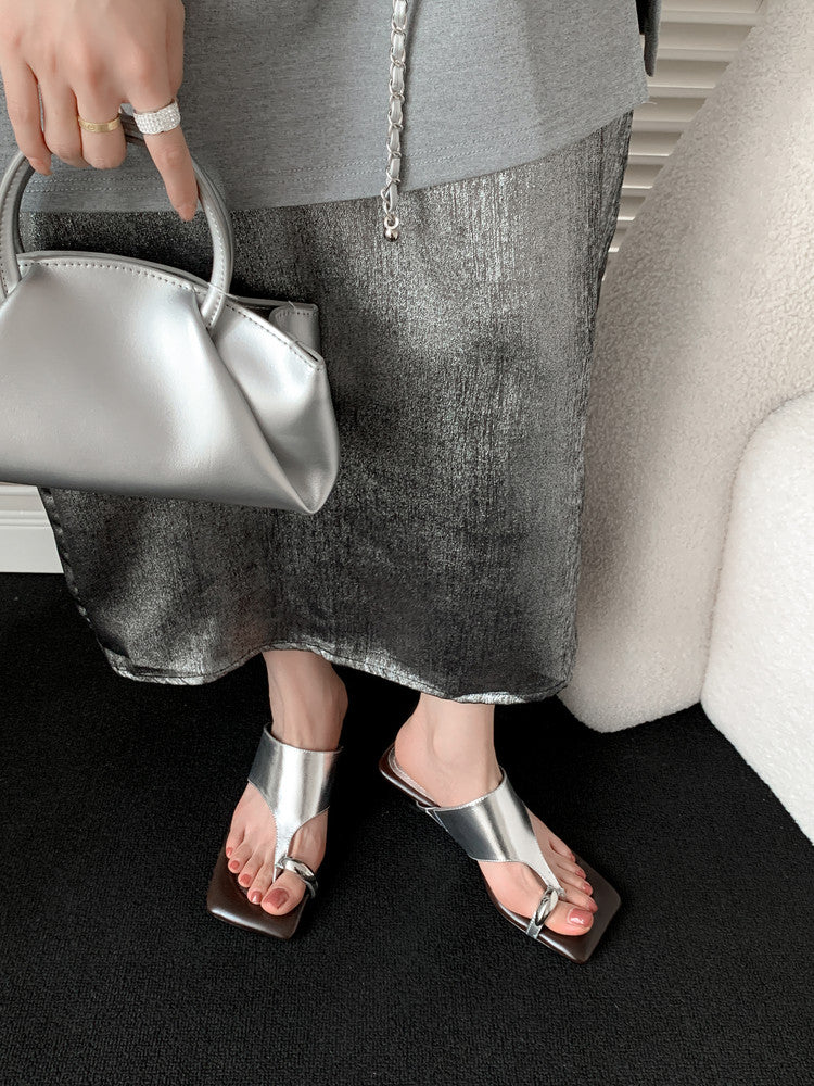 Karin Luna In Stock  Spot Goods   Casual Style Square Toe Slip-On Super Comfortable Slippers