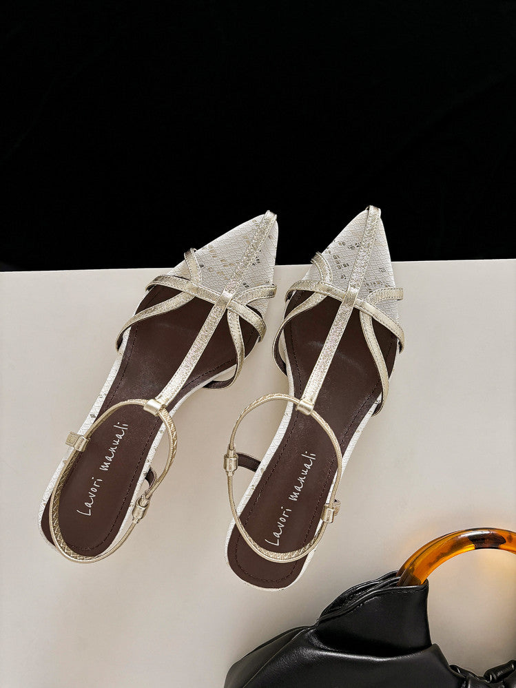 Karin Luna In Stock Spot Goods  French-style Hollow-out Thin Strap Sandals