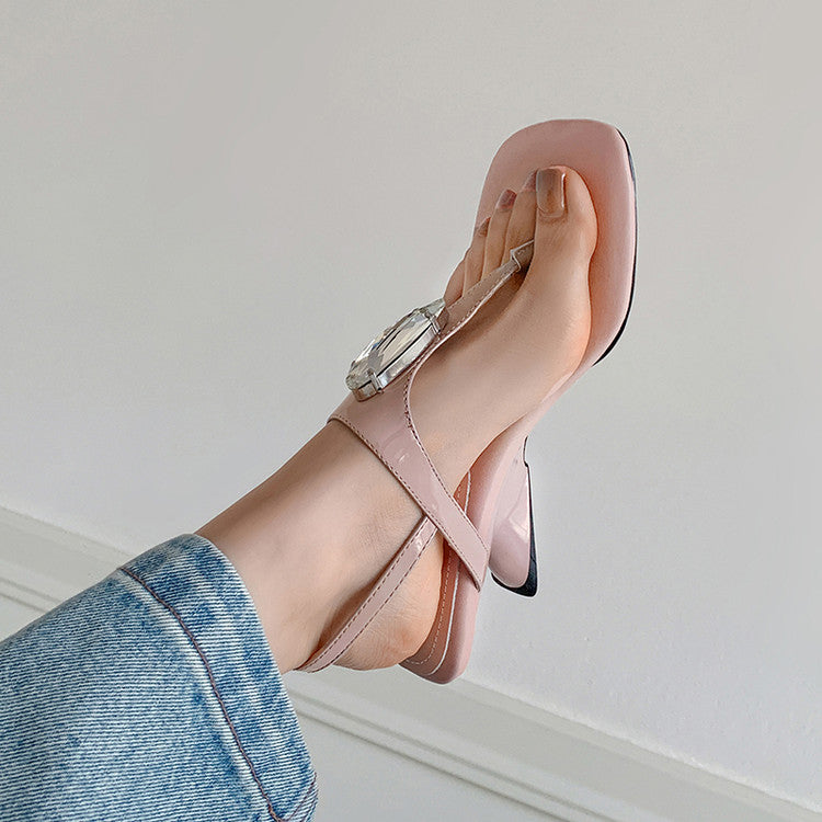 Karin Luna Bestseller Element Square Toe Irregular Heel Super Stable Toe Clip Sandals