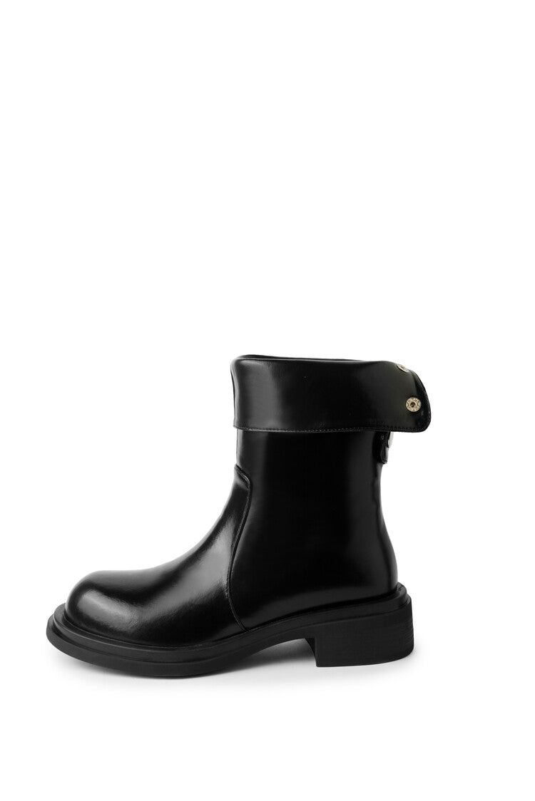 Karin Luna Classic Basic Style   Convertible Foldable Hidden Buckle Snow Fur Shoes Full cowhide Basic Flat Short Boots