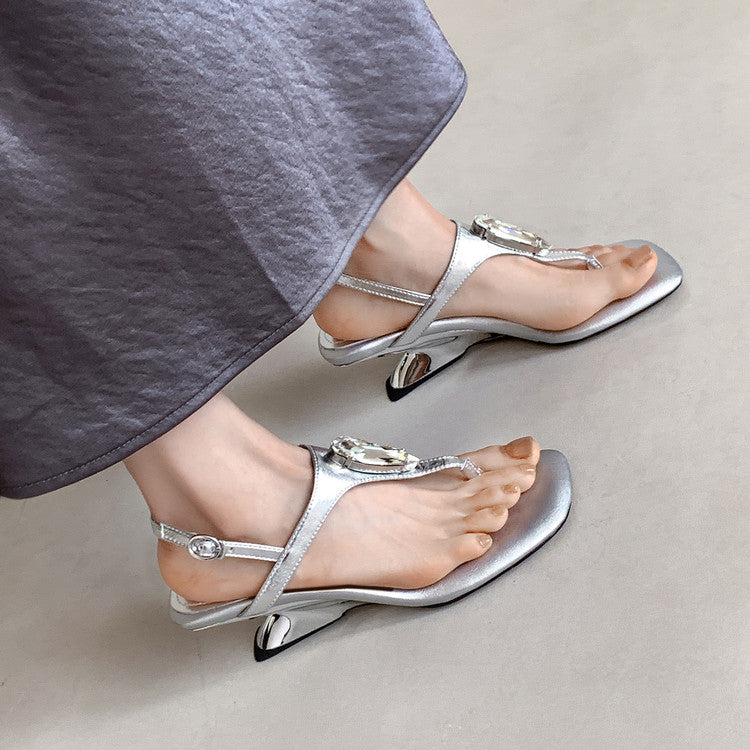 Karin Luna Bestseller Element Square Toe Irregular Heel Super Stable Toe Clip Sandals