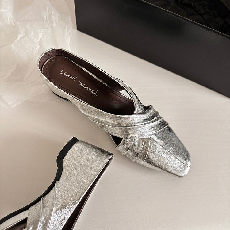 Karin Luna In Stock In Stock Basic Elegant Fairy Style Small Square Toe Sheepskin Slippers