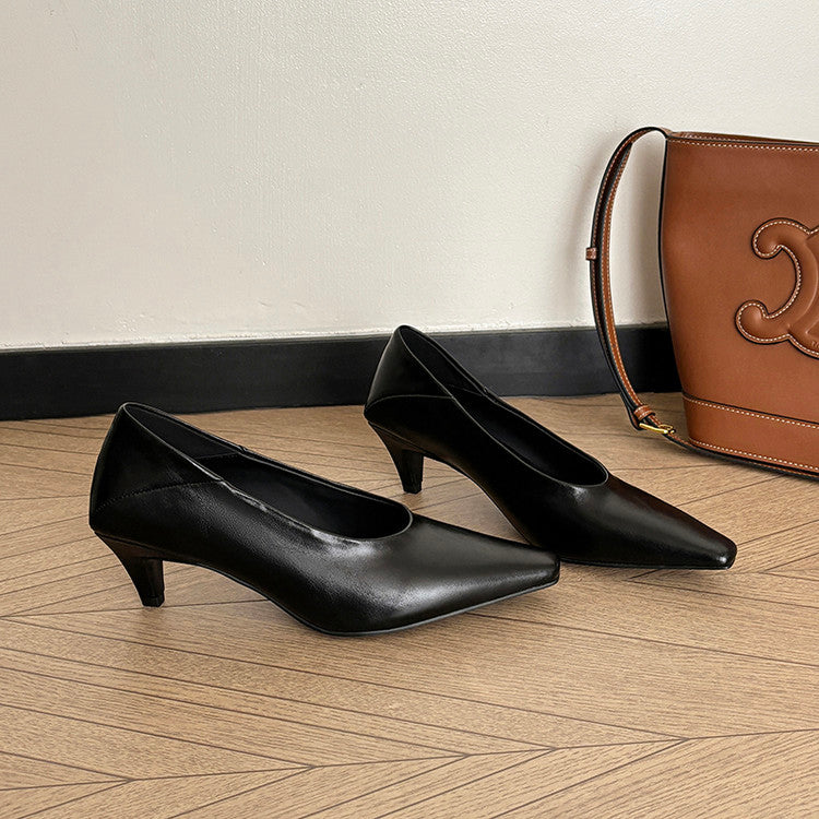 Karin Luna In Stock In Stock ~Basic Versatile French Style Small Square Toe Shallow Mouth Single Shoes