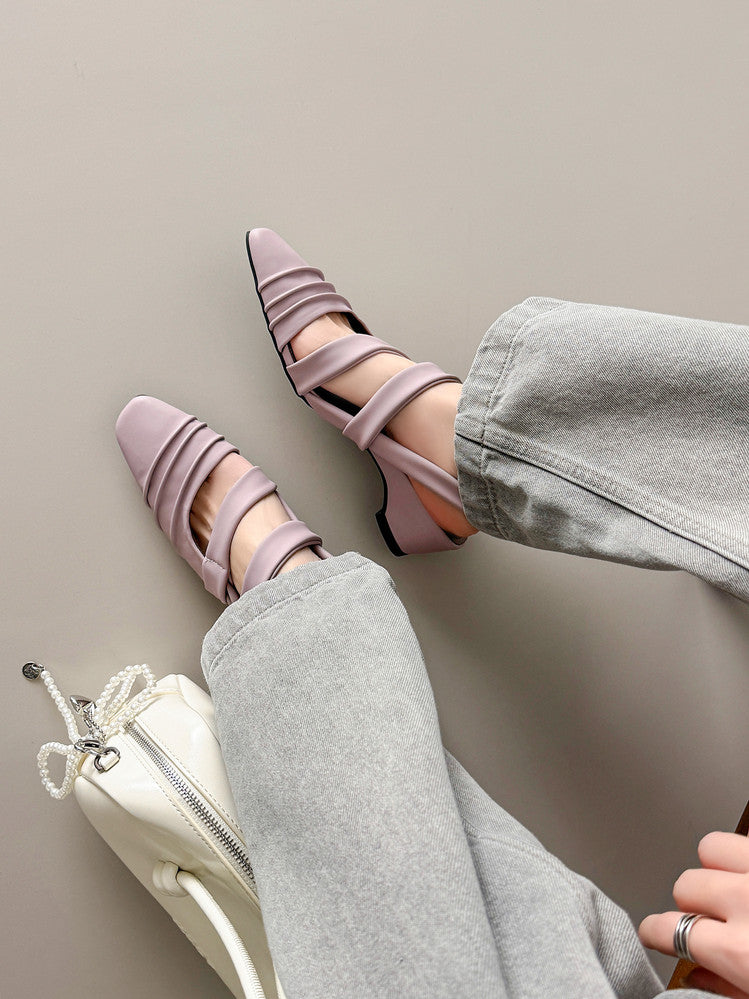 Karin Luna In Stock In Stock Minimalist Soft Upper Small Square Toe Chunky Heel Sandals