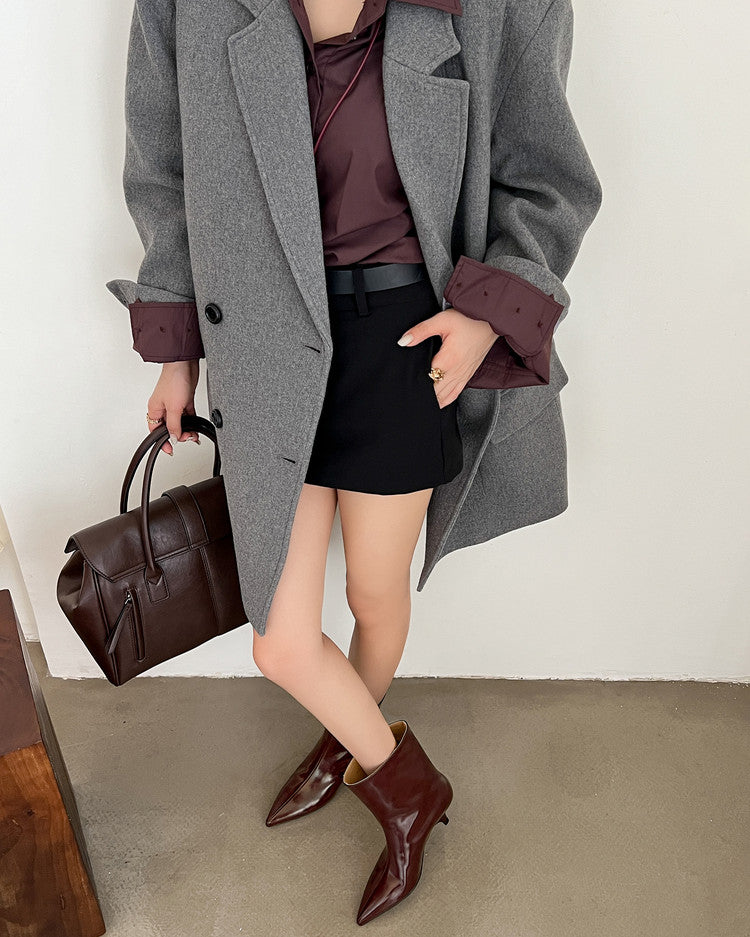 Karin Luna In Stock Spot Goods Minimalist Tube Kitten Heel Short Boots