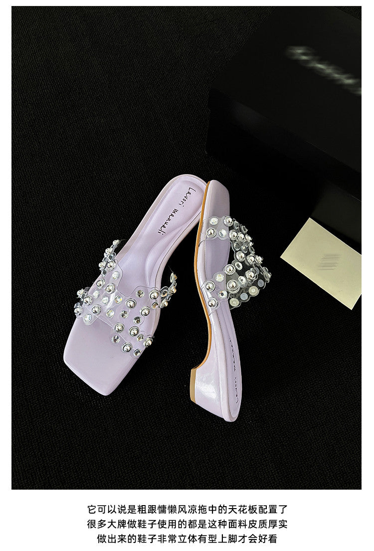 Karin Luna In Stock Spot Goods Classic versatile transparent sequin slippers