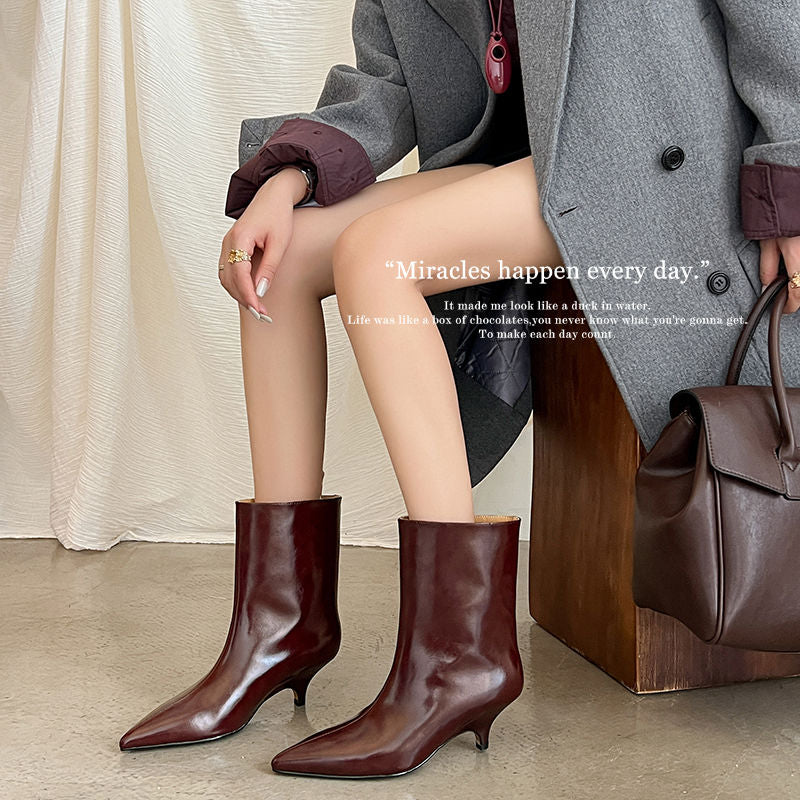 Karin Luna In Stock Spot Goods Minimalist Tube Kitten Heel Short Boots