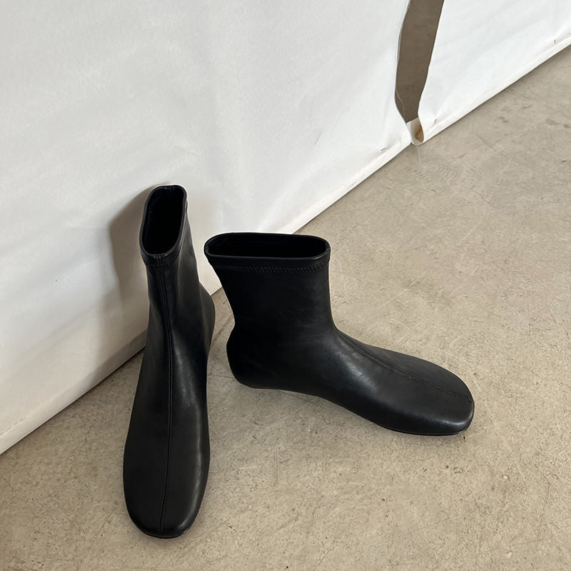 Karin Luna In Stock Spot Goods Round Toe Basic Stretch Slim Short Boots