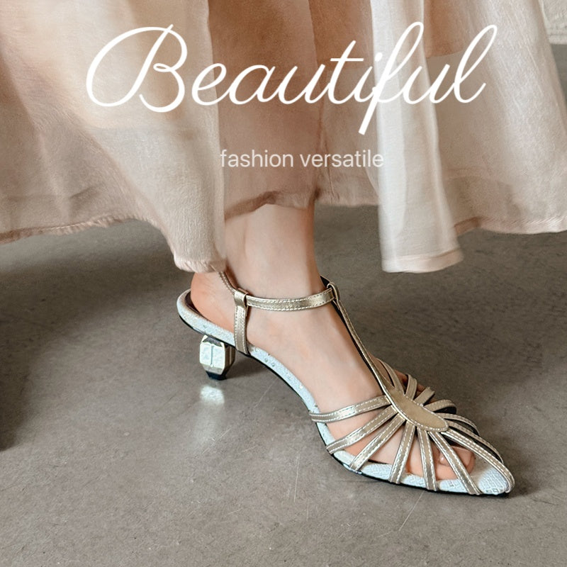 Karin Luna In Stock Spot Goods Open-toe French Style Metal Heel Sandals