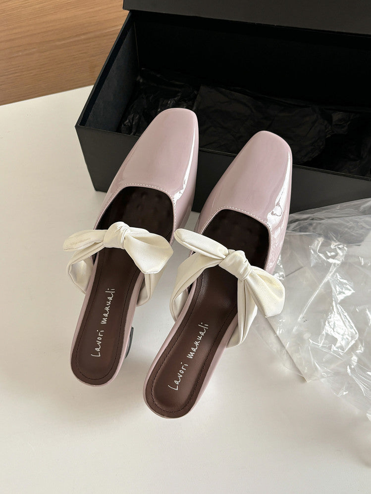 Karin Luna In Stock In Stock  Fluffy feel Bowknot Closed-Toe Slippers