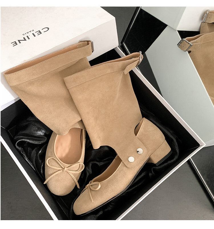 Karin Luna In Stock  Summer  Popular  Detachable Two-Way Vintage Mary Jane Plus Tube Long Boots