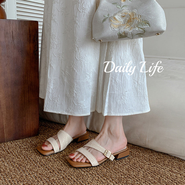 Karin Luna In Stock Spot Goods Resort Style Woven Flat Sandals