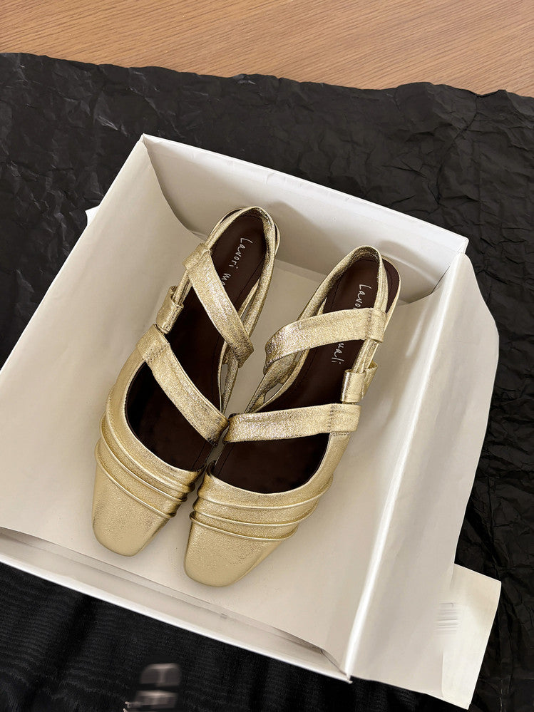 Karin Luna In Stock In Stock Minimalist Soft Upper Small Square Toe Chunky Heel Sandals