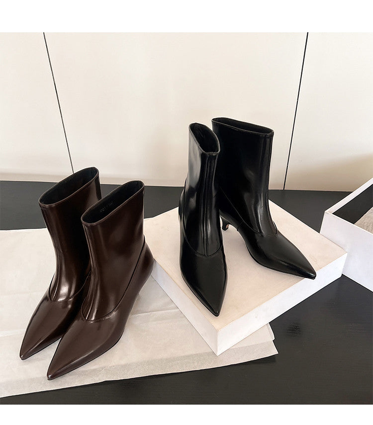 Karin Luna In Stock  Spot Goods Elegant kitten heel pointed toe trendy ankle boots