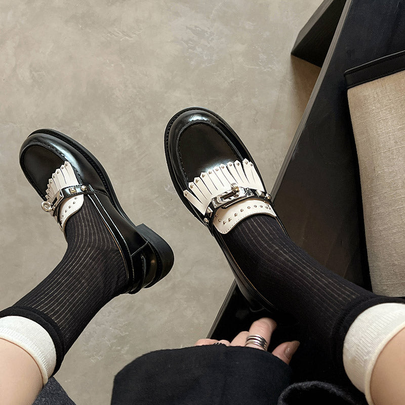 Karin Luna Casual Shoes Series~ Spot Goods Spot Goods Hot-selling Tassel Element Small Gold Buckle Single Shoes