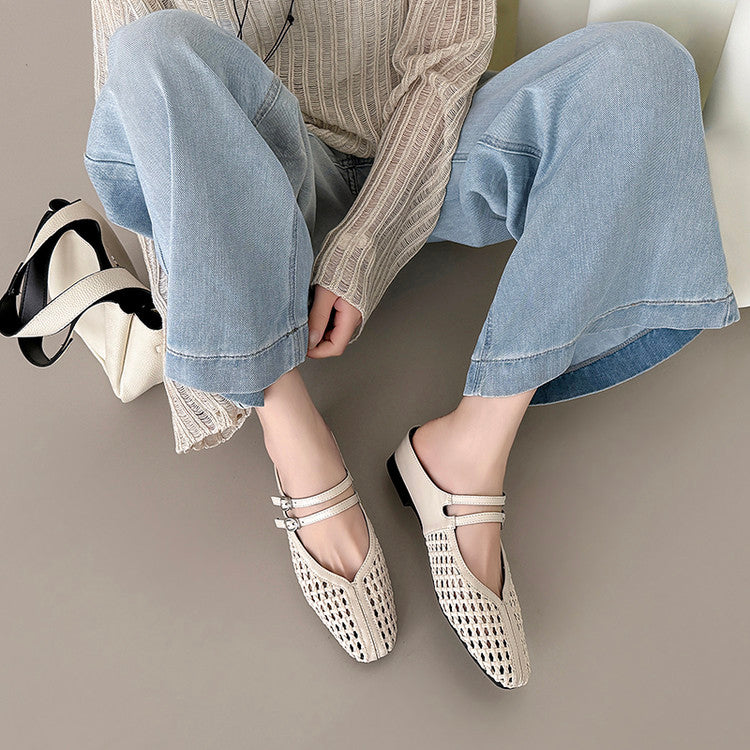 Karin Luna In Stock Spot Goods Hollow Woven One-Strap Closed-Toe Slippers