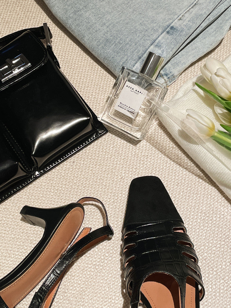 Karin Luna In Stock Spot Goods   French Retro Small Square Toe Closed-Toe Elegant Closed-Toe Sandals