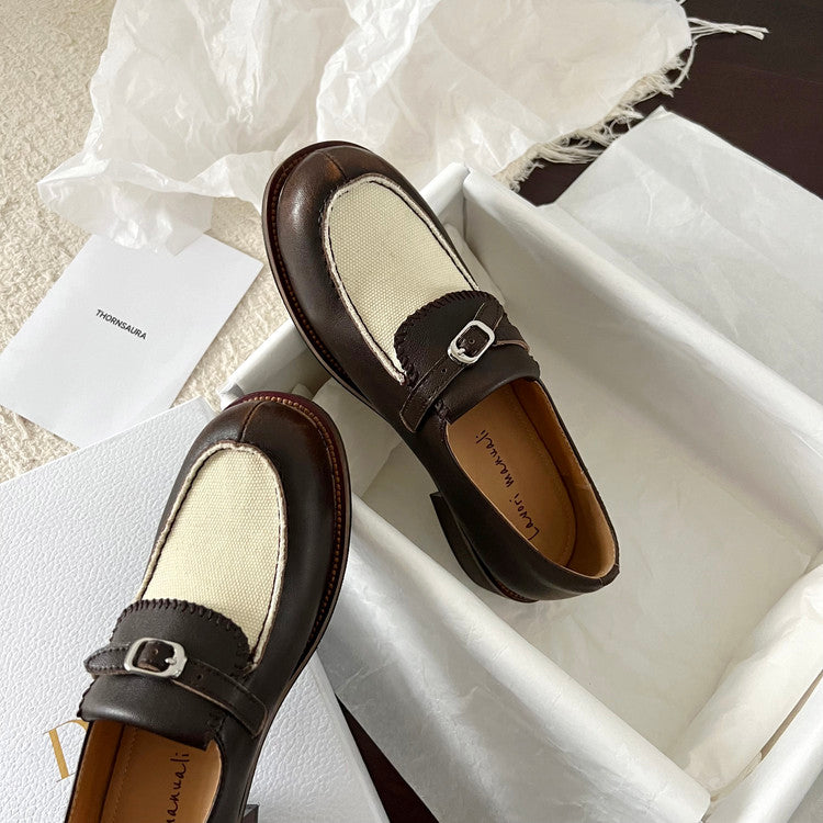 Karin Luna Casual Shoes Series~  In stock Classic color-blocking British style deep-mouth single shoes