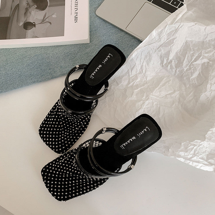 Karin Luna In Stock In Stock  Elegant Breathable Mesh Toe-Shaped Heel Sandals