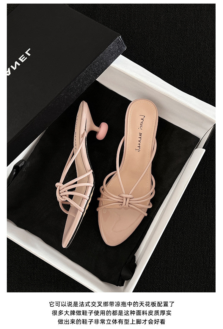 Karin Luna In Stock In Stock  In Stock Round Toe Cross Hollow Round Toe Stiletto Slippers