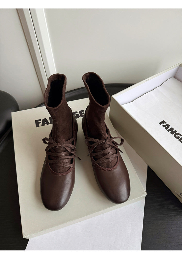 Karin Luna Round Toe Internal Height Increase Lace-up Ankle Boots
