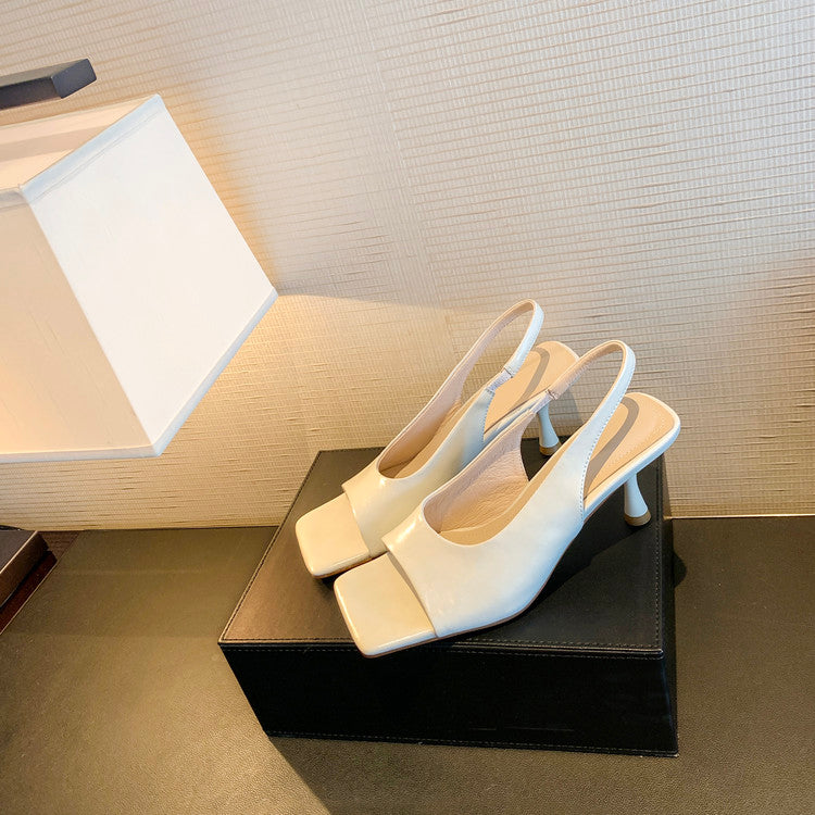 Karin Luna Classic Style Square Toe Open Toe French Retro Sandals