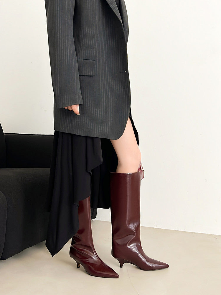 Karin Luna In Stock In Stock    Stunning Elegant Style Kitten Heel Straight Long Boots