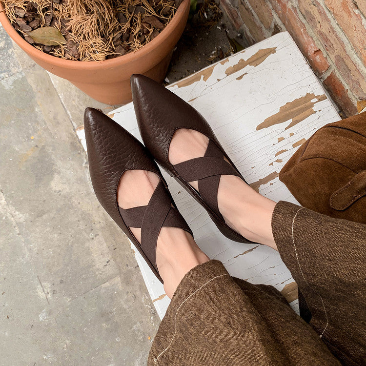 Karin Luna In Stock  Spot Goods  a Large Number of Spot Goods Pointed Toe Cross Strap Hidden Wedge Shoes