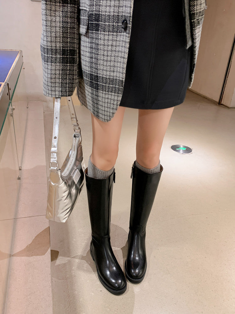 Karin Luna In Stock In-stock Basic Classic Timeless Round Toe Casual Riding Boots