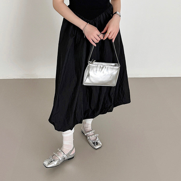 Karin Luna In Stock In Stock  Square Toe Bowknot Pearl Strap Closed-Toe Sandals