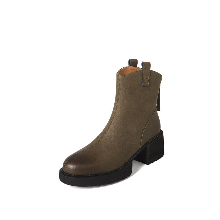 Karin Luna In Stock Versatile Round Toe Chunky Heel Ankle Boots