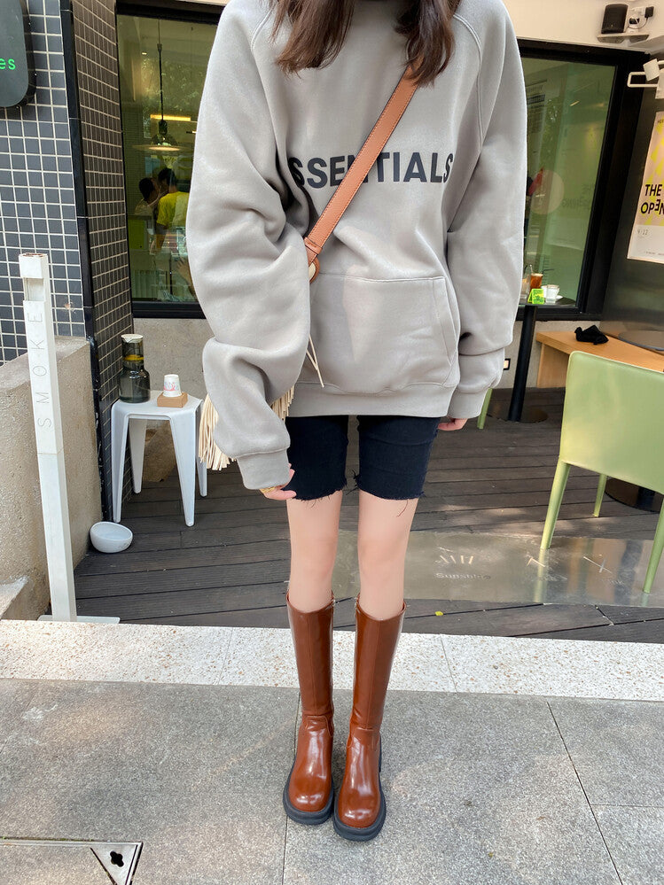 Karin Luna In Stock Spot Goods  Always in stock  Classic Basic Style Round Toe Thick Sole Knight Boots