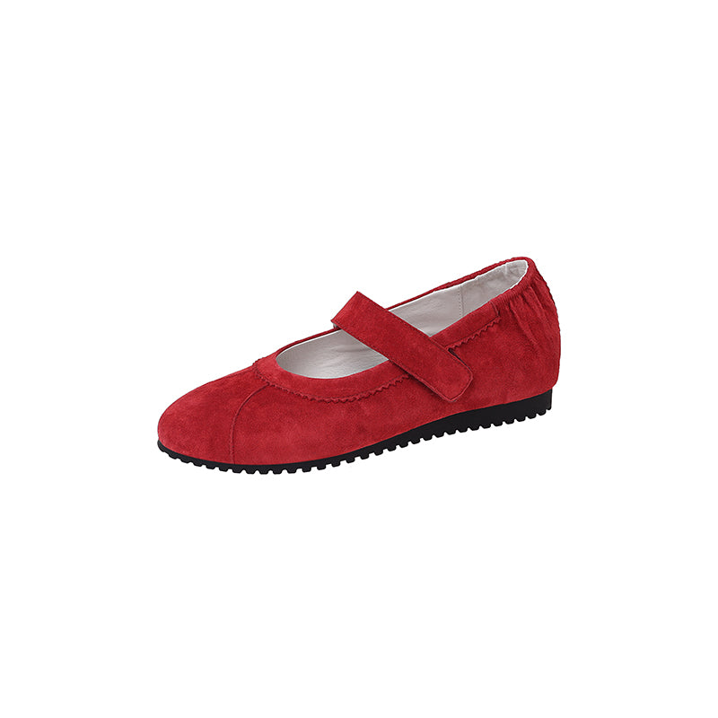Karin Luna Casual Shoes Series~  In Stock In Stock Magic Tape Round Toe Internal Height Increase Single Strap Flats