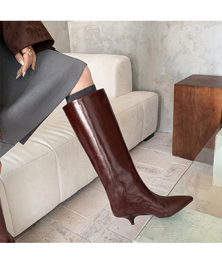 Karin Luna In Stock In Stock    Stunning Elegant Style Kitten Heel Straight Long Boots