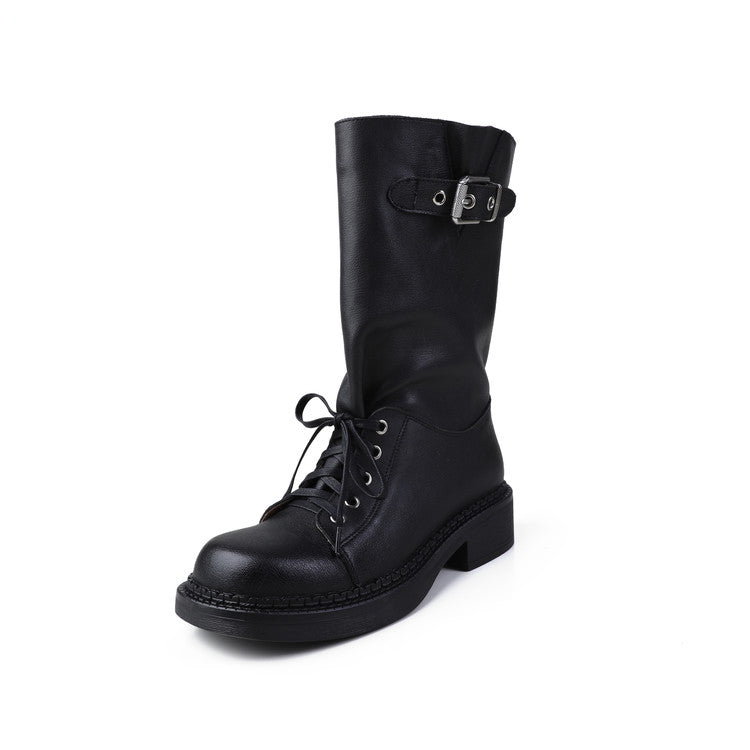 Karin Luna Bestseller Large Tube Thick Sole Martin Boots with Belt Buckle
