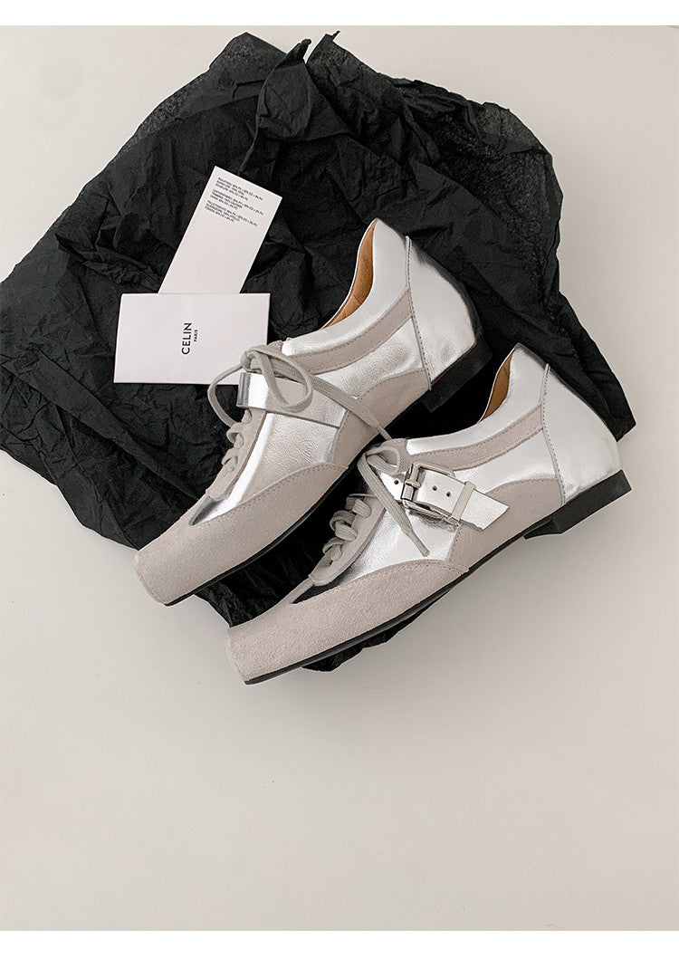 Karin Luna In Stock Spot Goods  Designed retro square-toe ballet shoes with laces