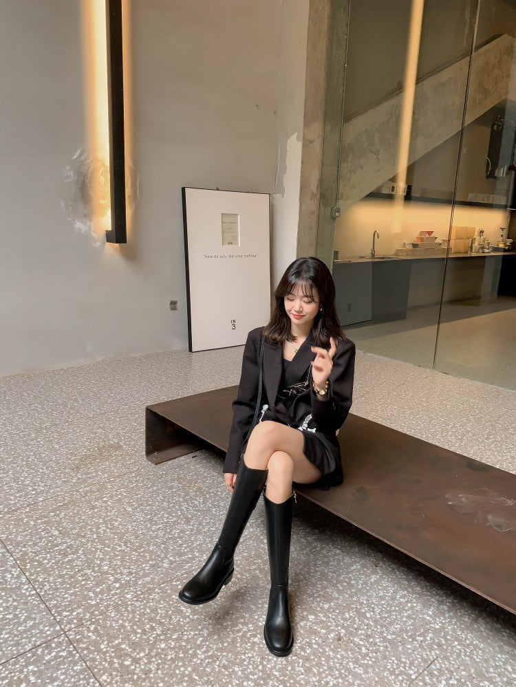 Karin Luna Internet Celebrity Photo  Best-selling in stock Full Leather Basic Long Boots  Winter Essential Combat Boots