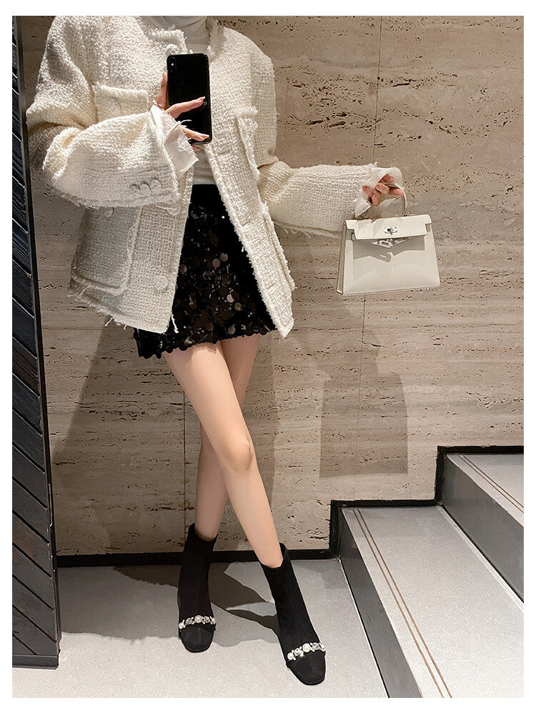 Karin Luna Hot-Selling In Stock  Dynamic Rhinestone One-Strap Vintage Style  Slimming Leggings