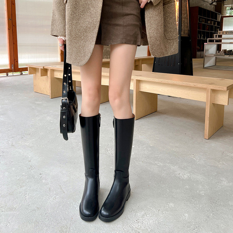 Karin Luna In Stock In-stock Basic Classic Timeless Round Toe Casual Riding Boots