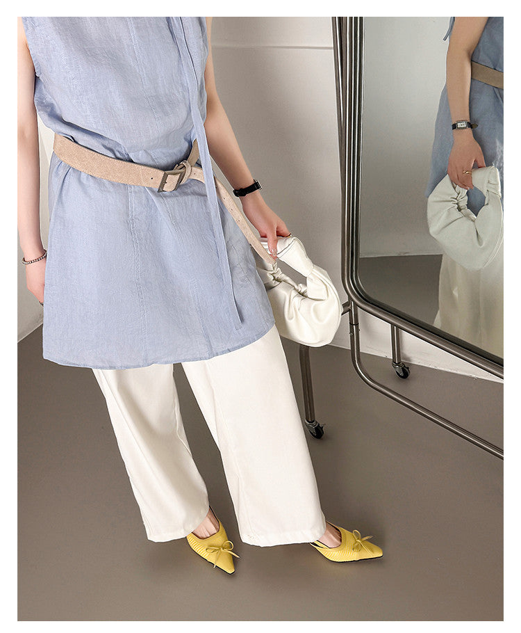 Karin Luna In Stock Spot Goods Braided Style Elegant Thin Heel Pointed Toe Closed-Toe Sandals