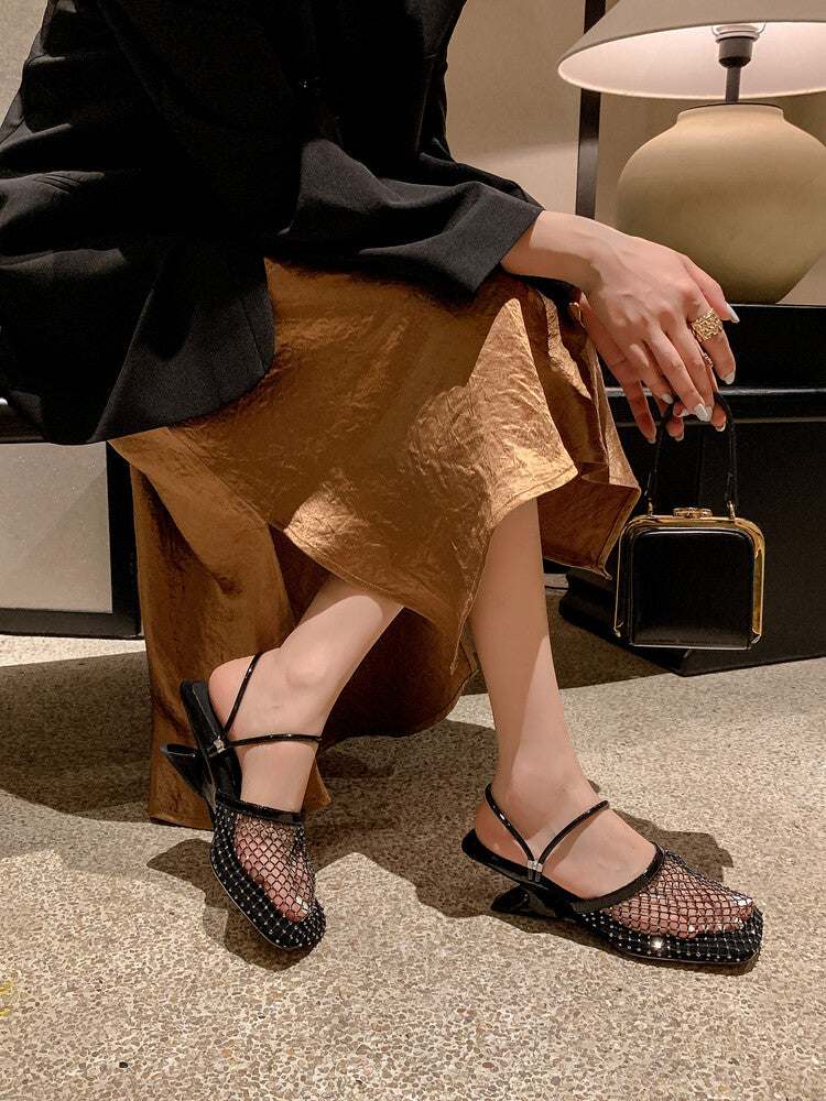 Karin Luna Highlights Fairness~In stock  Closed-Toe Diamond Mesh Unisex Convertible Sandals