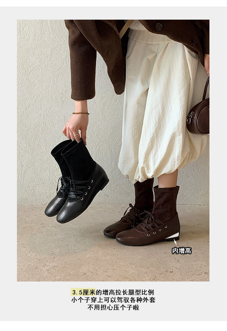 Karin Luna Round Toe Internal Height Increase Lace-up Ankle Boots