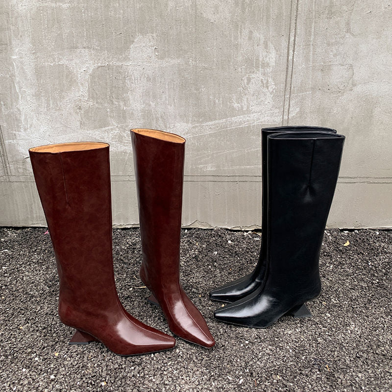Karin Luna European and American Style Unisex Square-Toed Long Boots