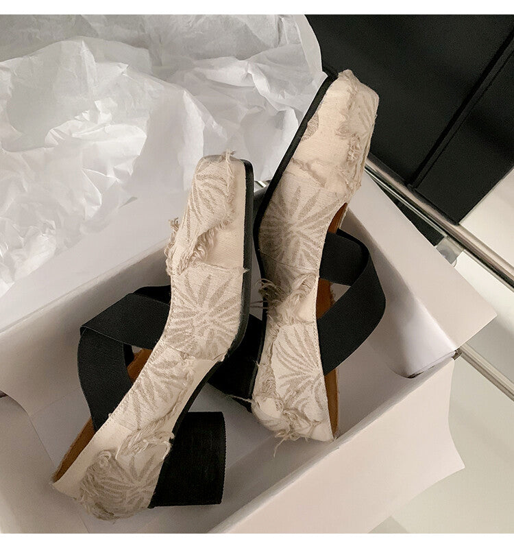 Karin Luna Chinese Pop is the Top Flow~ Orchid Pavilion Preface  New Chinese Style National Aesthetics Retro Cross Strap Mary Jane Shoes
