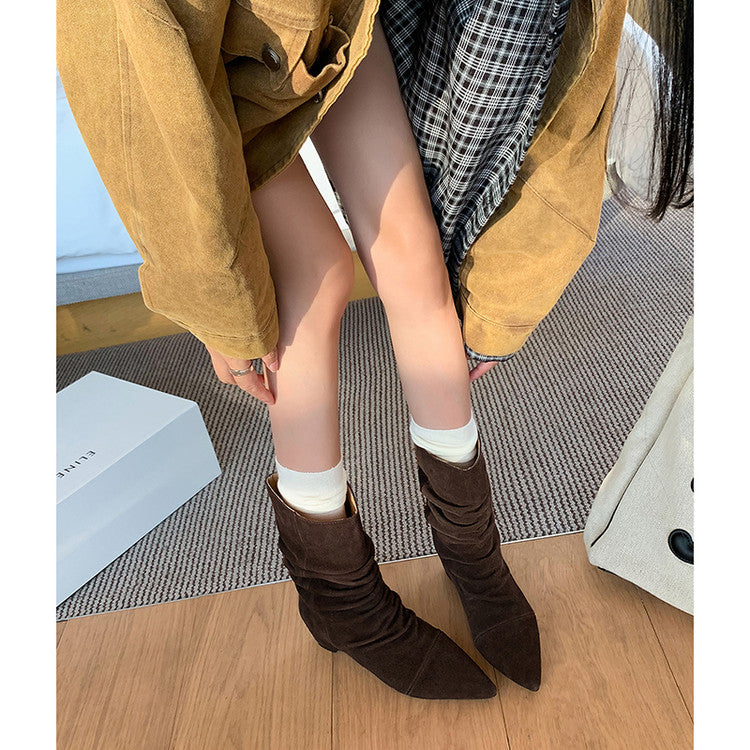 Karin Luna Data Hot Item Pointed Toe Slouchy Matte Western Ankle Boots