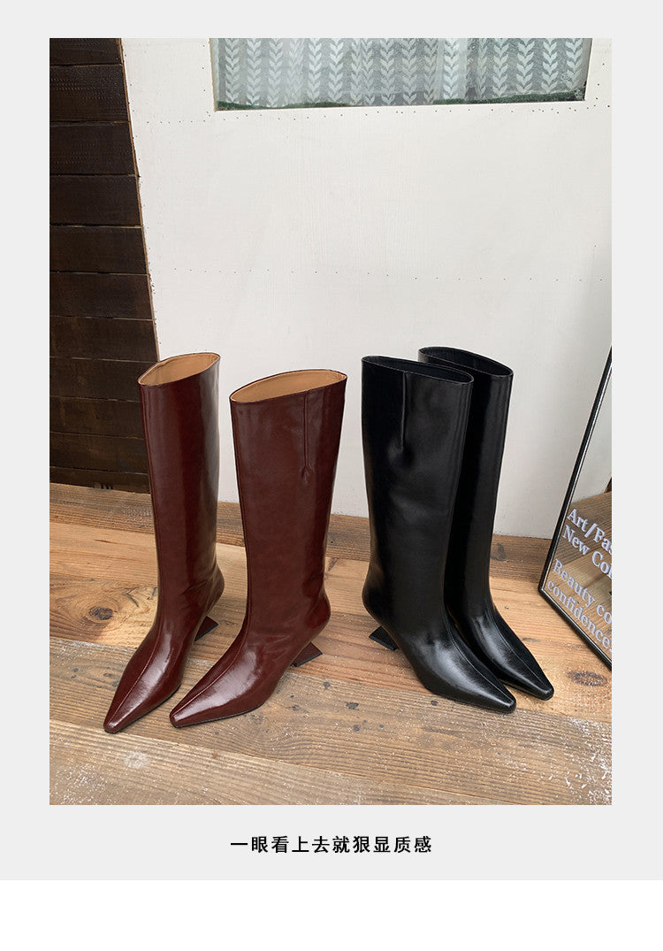 Karin Luna European and American Style Unisex Square-Toed Long Boots