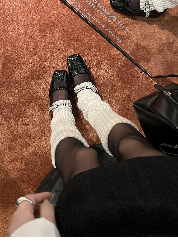 Karin Luna In Stock Spot Goods  Vintage Sweet Rhinestone One-Strap Granny Flats