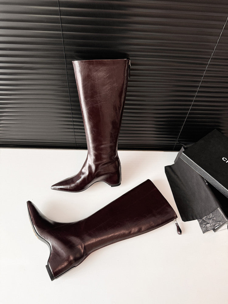 Karin Luna Elegant Style Pointed Toe Internal Height Increase Long Boots